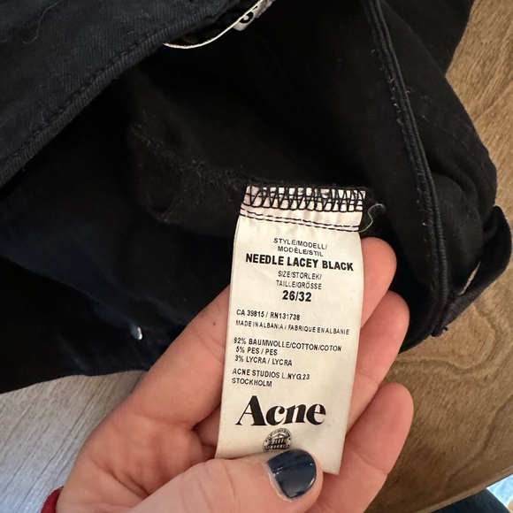ACNE STUDIOS Black Skinny Jeans NWOT Needle Lacey Black 26/32 - Picture 4 of 4